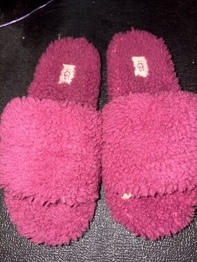 UGG Plush Slide Slippers in Berry Pink